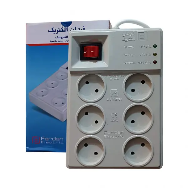 محافظ بدون ارت 6 خانه 2/7 متر صوتی تصویری 10 آمپر فردان